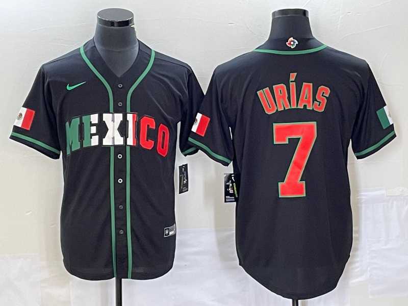 Men%27s Mexico Baseball #7 Julio Urias 2023 Black World Baseball Classic Stitched Jersey3